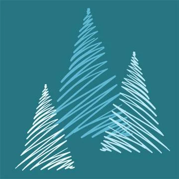 Hand drawn Christmas tree isolated on a white background Stock Illustration
