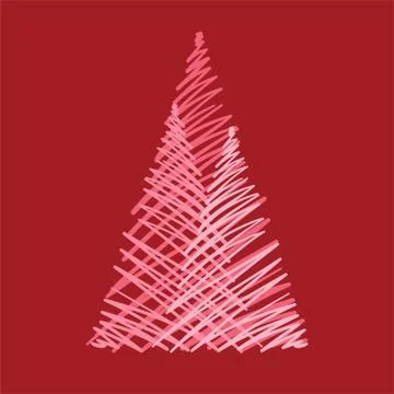Hand drawn Christmas tree isolated on a white background Stock Illustration
