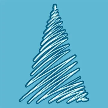 Hand drawn Christmas tree isolated on a white background Stock Illustration