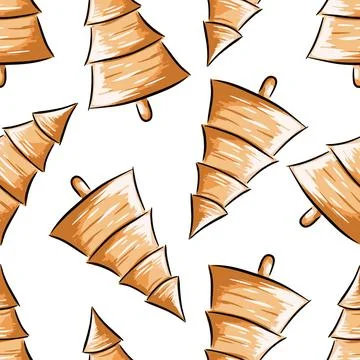 Hand drawn Christmas tree pattern on a white background. Vector illustration Stock Illustration