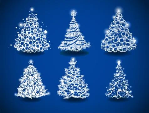 Hand-drawn Christmas trees Illustrazione stock