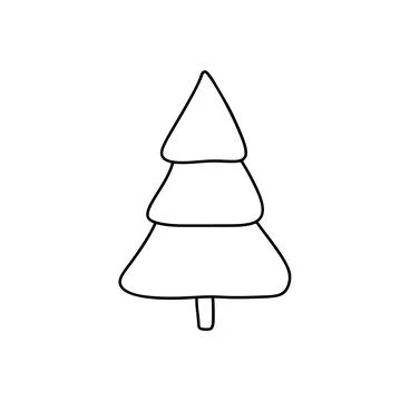 Hand drawn christmas vector tree illustration icon line for festive projects Stock Illustration