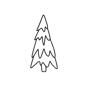 Hand drawn christmas vector tree illustration icon line for festive projects Stock Illustration