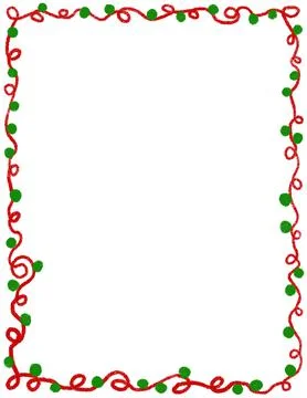 Hand drawn Christms frame with red green traditional ornaments and empty Stock Illustration