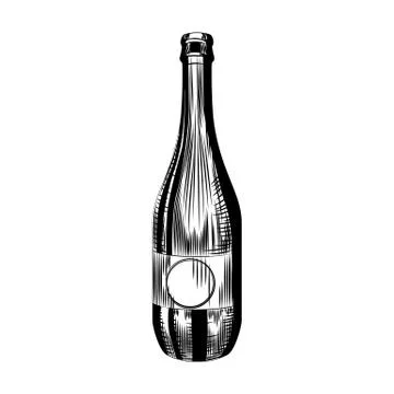 Hand drawn cider bottle isolated on white background. Craft beer bottle templ Stock Illustration