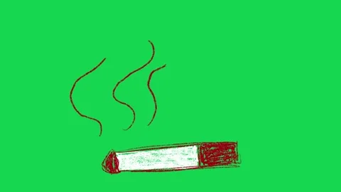 Hand Drawn Cigarette with Smoke Animation on Green Screen Smoking Health Overlay Video stock 334608642