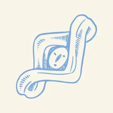 Hand Drawn Cinnamon Roll Sketch Vector in Minimal Blue Line Style Stock Illustration