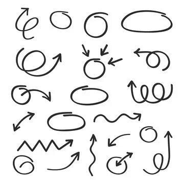 Hand drawn circle and arrows collections. Illustrazione stock