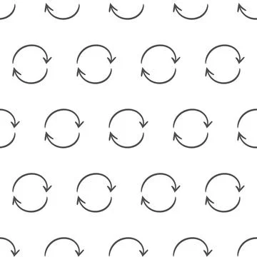 Hand drawn circle arrow icon. Vector seamless pattern. Circular rotation, loa 스톡 일러스트