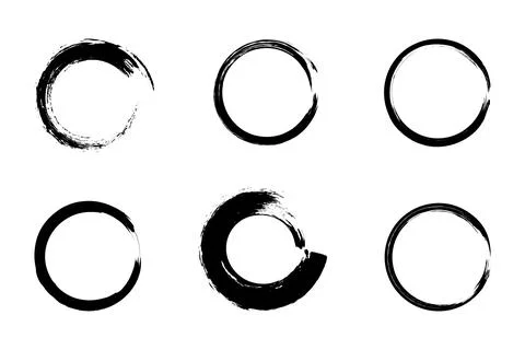 Hand-drawn circle borders and vector stamp frames Stock Illustration