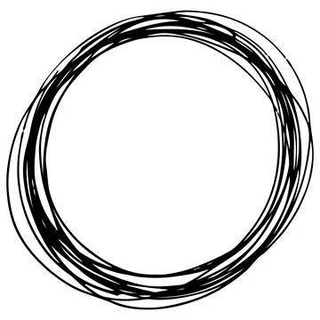 Hand Drawn Circle Doodle Frame Isolated on White Background. Stock Illustration