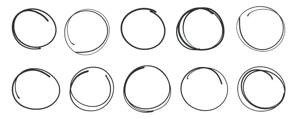 Hand drawn circle doodle set 库存插图