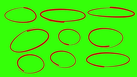Hand drawn circle with felt pen green screen Stock Footage 289089016