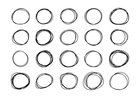 Hand drawn circle frame vector isolated on white Stock Illustration