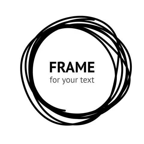 Hand drawn circle frame vector isolated on white Stock Illustration