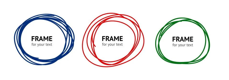 Hand drawn circle frame vector isolated on white Stock Illustration