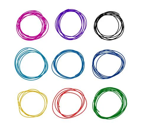 Hand drawn circle frame vector isolated on white Stock Illustration