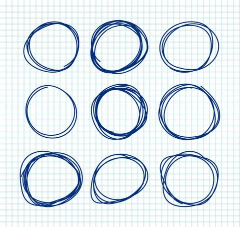 Hand drawn circle frame vector isolated on white Stock Illustration