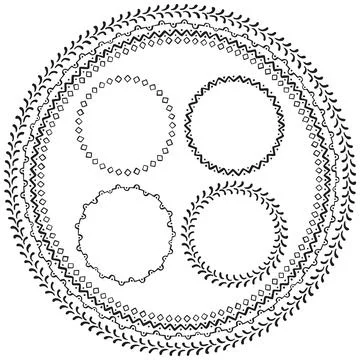Hand-drawn circle frames Stock Illustration
