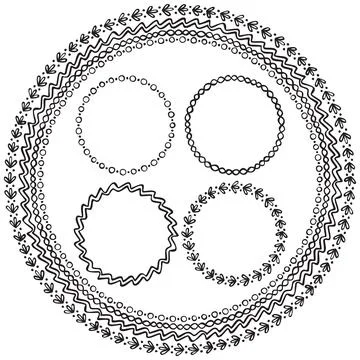 Hand-drawn circle frames 스톡 일러스트