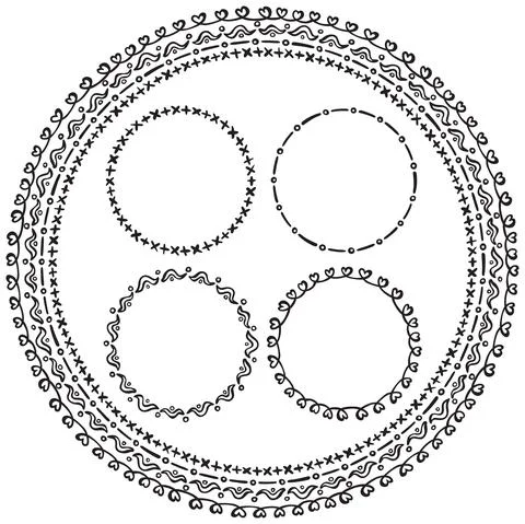 Hand-drawn circle frames Stock Illustration