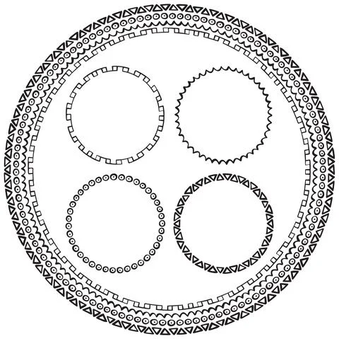 Hand-drawn circle frames Stock Illustration
