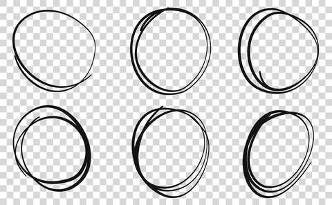 Hand drawn circle line sketch set. Vector circular scribble doodle round circles Stock Illustration