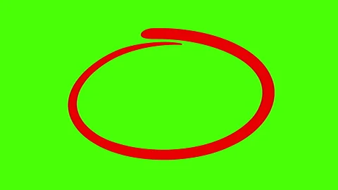Hand drawn circle in red marker, with a green screen background Stock Footage 325525058