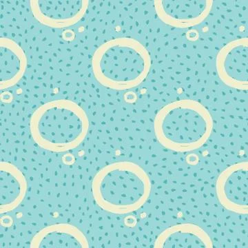 Hand drawn circle seamless pattern on dots background. Brush strokes circles  Stockillustratie
