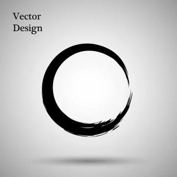 Hand drawn circle shape. label, logo design element. Brush abstract wave. Black Stock Illustration