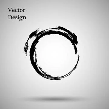 Hand drawn circle shape. label, logo design element. Brush abstract wave. Black Illustrazione stock