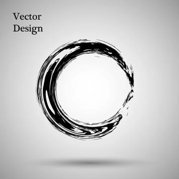Hand drawn circle shape. label, logo design element. Brush abstract wave. Black Illustrazione stock