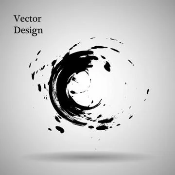 Hand drawn circle shape. label, logo design element. Brush abstract wave. Bla Stock Illustration