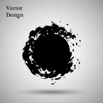 Hand drawn circle shape. label, logo design element. Brush abstract wave. Black Illustrazione stock