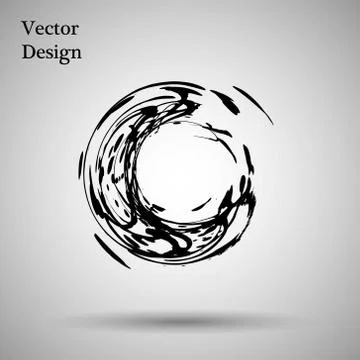 Hand drawn circle shape. label, logo design element. Brush abstract wave. Bla イラスト素材