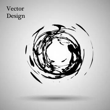 Hand drawn circle shape. label, logo design element. Brush abstract wave. Bla Illustrazione stock