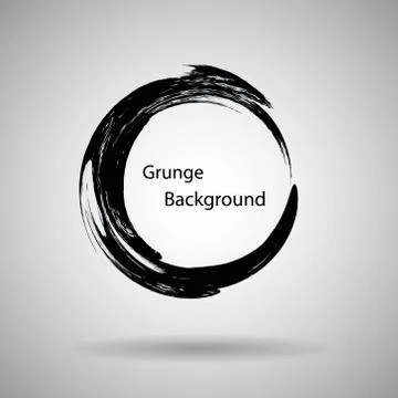 Hand drawn circle shape. label, logo design element. Brush abstract wave. B.. Stock Illustration