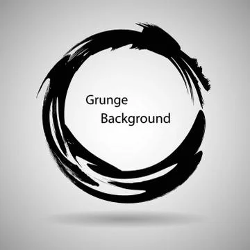 Hand drawn circle shape. label, logo design element. Brush abstract wave. B.. Stock Illustration