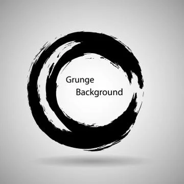 Hand drawn circle shape. label, logo design element. Brush abstract wave. B.. Stock Illustration