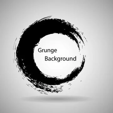 Hand drawn circle shape. label, logo design element. Brush abstract wave. B.. Illustrazione stock