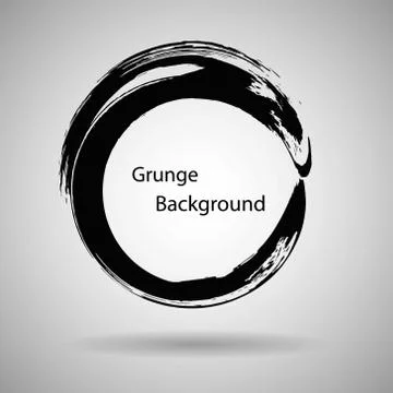 Hand drawn circle shape. label, logo design element. Brush abstract wave. B.. Stock Illustration