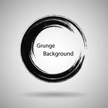 Hand drawn circle shape. label, logo design element. Brush abstract wave. Black Illustrazione stock