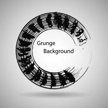 Hand drawn circle shape. label, logo design element. Brush abstract wave. B.. 스톡 일러스트