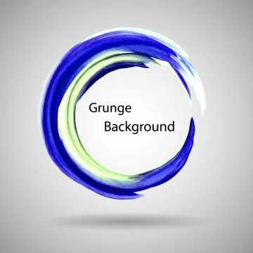 Hand drawn circle shape. label, logo design element. Brush abstract wave. Black Stock Illustration