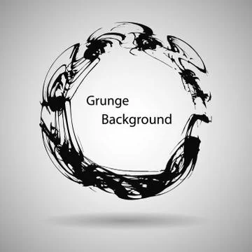 Hand drawn circle shape. label, logo design element. Brush abstract wave. Black Stock Illustration