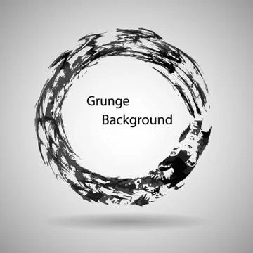 Hand drawn circle shape. label, logo design element. Brush abstract wave. Black Stock Illustration