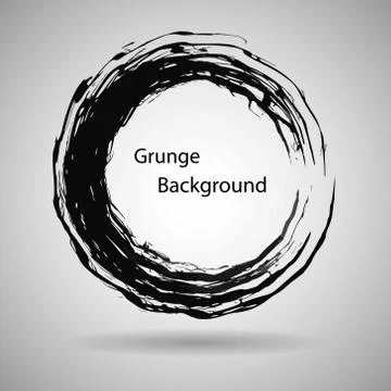 Hand drawn circle shape. label, logo design element. Brush abstract wave. Black Stock Illustration