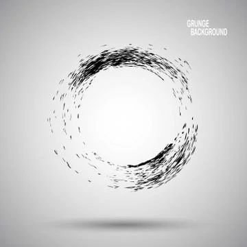 Hand drawn circle shape. label, logo design element. Brush abstract wave. B.. Illustrazione stock