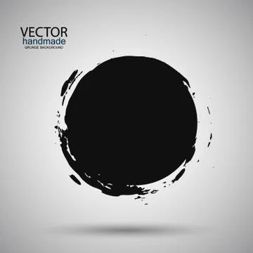 Hand drawn circle shape. label, logo design element. Brush abstract wave. B.. 스톡 일러스트