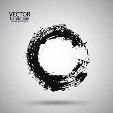 Hand drawn circle shape. label, logo design element. Brush abstract wave. B.. 스톡 일러스트